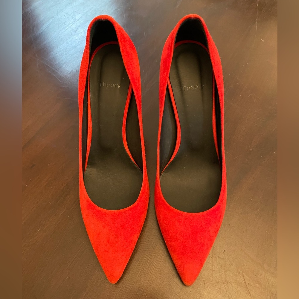 BRAND NEW Theory Red Suede Heels